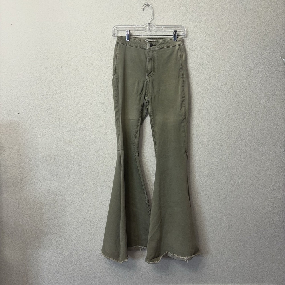 Free People We The Free Women's Just Float On Flare Jeans Size 26 Pants Green - Picture 2 of 8